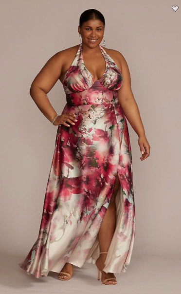 Plus Size Formal Wear for adults print gown halter in print