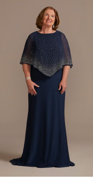 Navy blue plus size mother of the bride dress