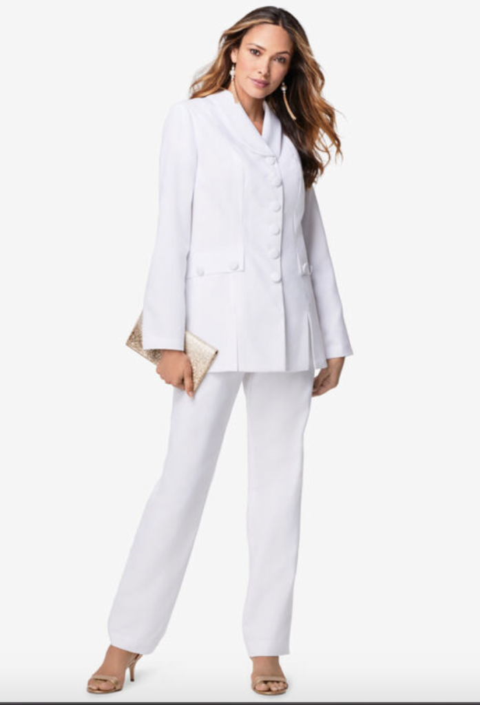 Plus Size White Wedding Suit 