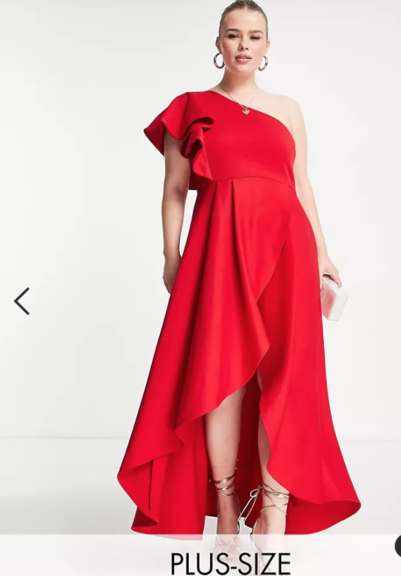 red plus size prom dress