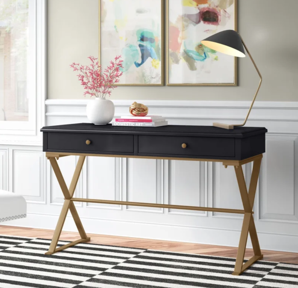 Black and gold office desk
