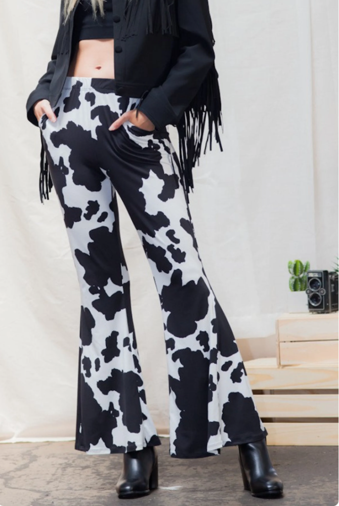 plus size cow print pants