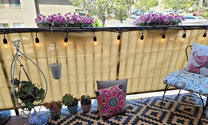 Apartment Patio Privacy Screen Idea - Outdoor Fabric