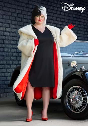 Plus Size Cruella Costume - Long Faux Fur Coat