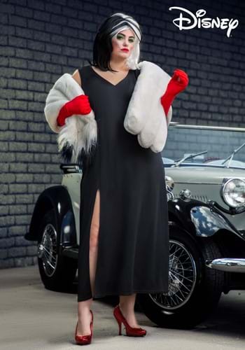 Plus Size Cruella Costume - Red gloves black dress