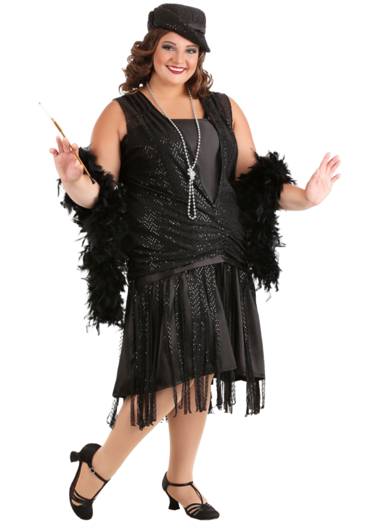 black plus size flapper costume dress 
