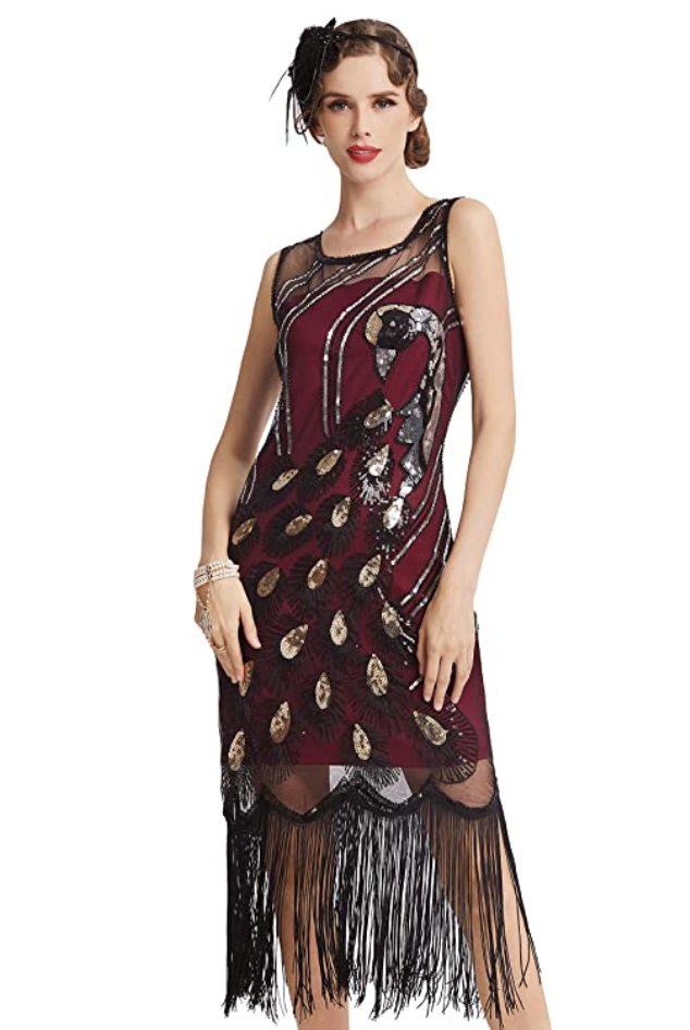 plus size flapper costume dress in red and black