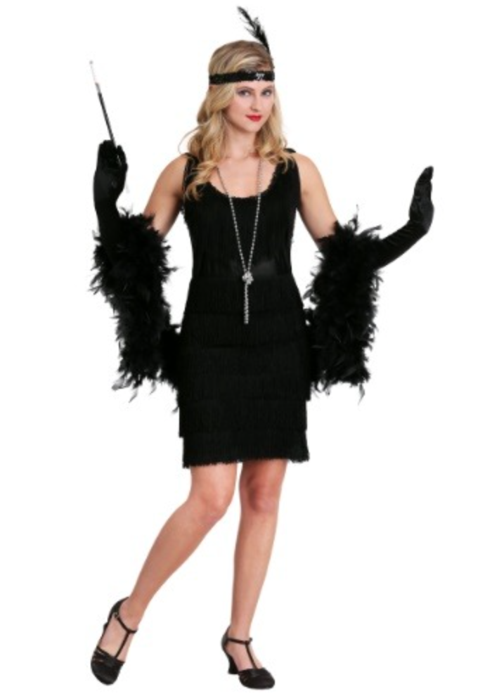 black plus size flapper costume dress