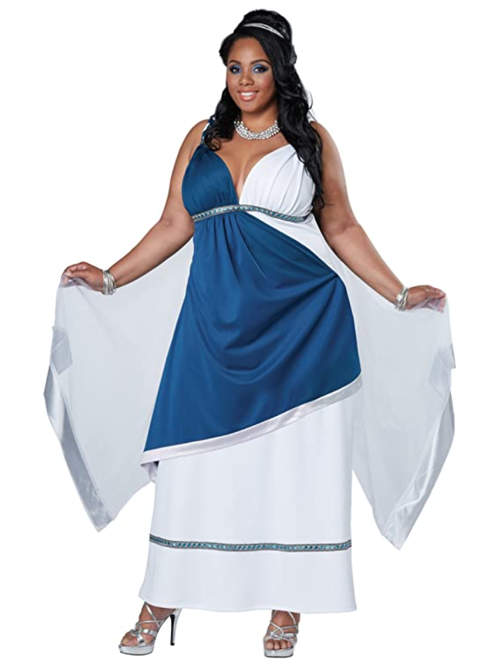 Plus Size Goddess Costume blue and white