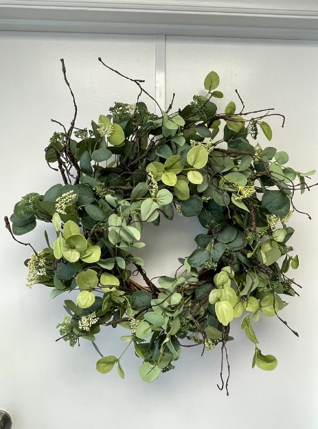 Front Door Wreaths for Summer  - 100% greenery wreath with no blossoms or flowers with brown twigs and different shades of leaves