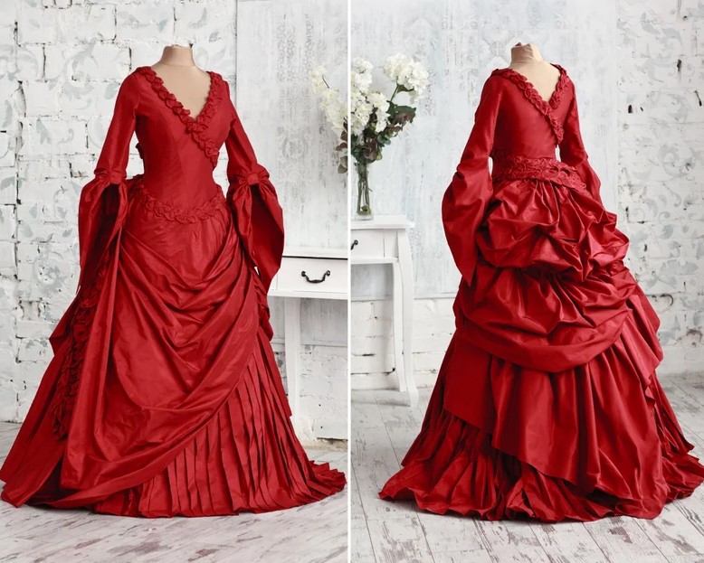 plus size victorian costume red gown