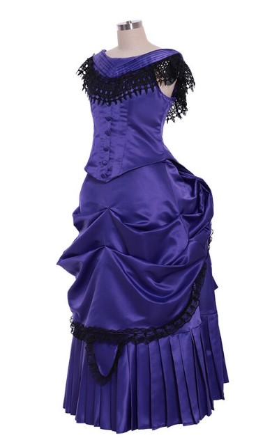 plus size victorian bustle dress costume in purple