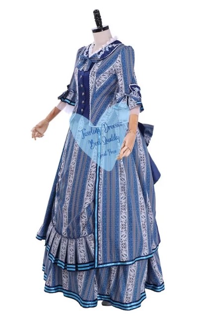 blue plus size Victorian dress costume