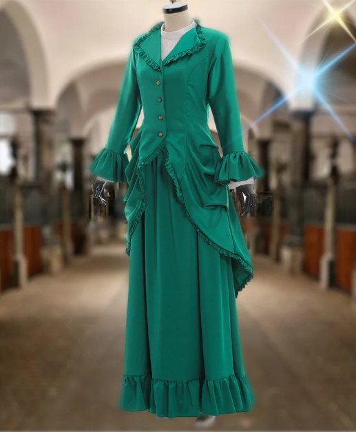 plus size victorian costume green riding dress