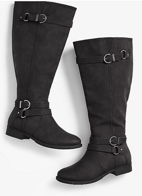 plus size wide calf boots in black