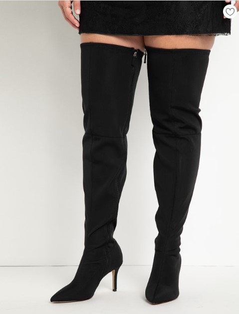 black plus size wide calf boots