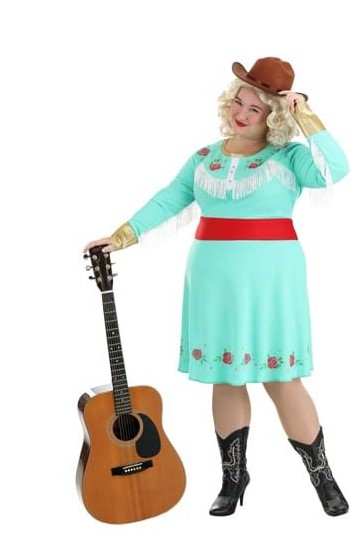 plus size cowgirl costume country star dress with boots and a hat