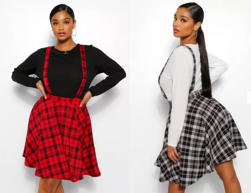 High waist plus size hotsell plaid skirt