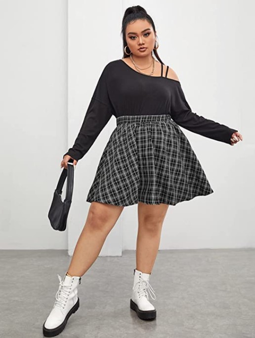 Plaid skirt 2025 outfit plus size