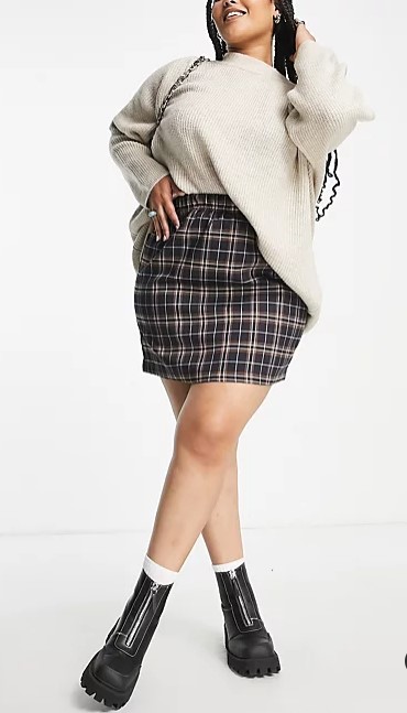 Plus size 2025 plaid skirts