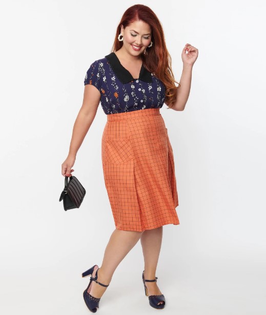 Plus size plaid outlet skirt india