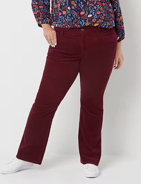 Plus Size Corduroy Pants - ruby red which i think is kind of like a dark red or maroon