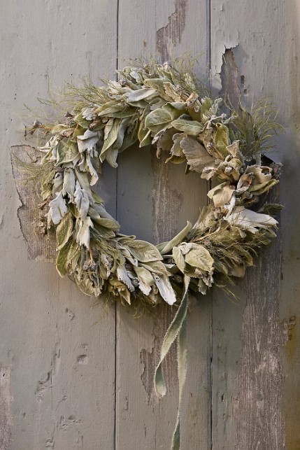January Front Door Wreath - Hand Fresh Lambs Ear + Eucalyptus Holiday Wreath
