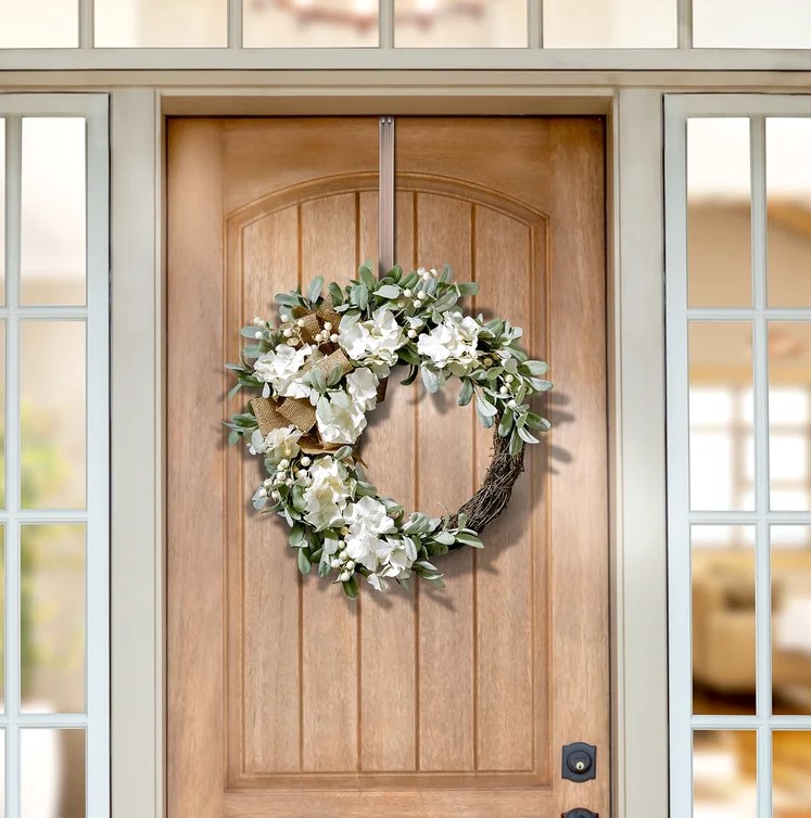 January Front Door Wreath - Faux Flower Mixed Assortment with Burlap