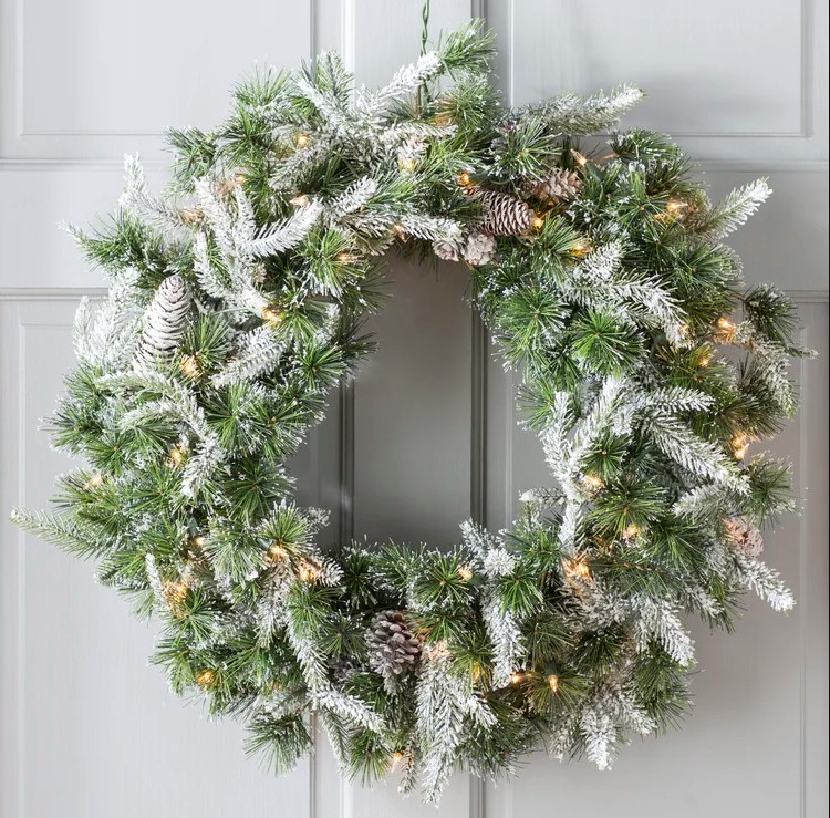 January Front Door Wreath - Lit 24 Inch Wreath