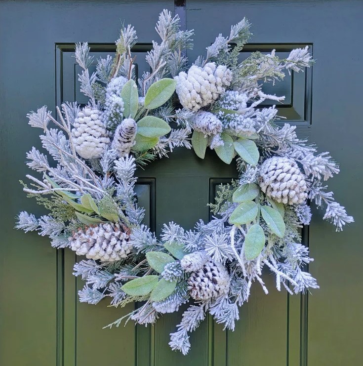 January Front Door Wreath - Flocked Wreath