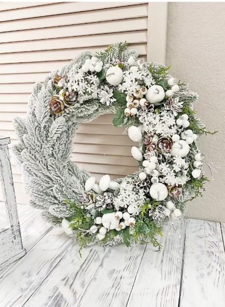 January Front Door Wreath - Winter rustic door wreath (17 & 19 Inches Available)