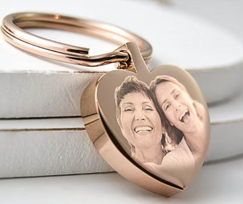 Cute Valentine's Day Gifts for Friends Under $25:  Heart Keychain Personalized Gift with Photo