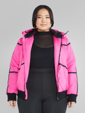 back and pink plus size skiing coat