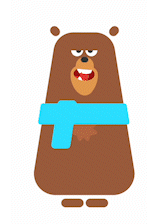 Duolingo characters  bear Falstaff with blue scarf