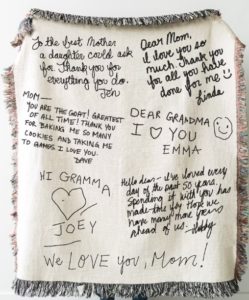 unique mom gifts - blanket with printed notes personalized