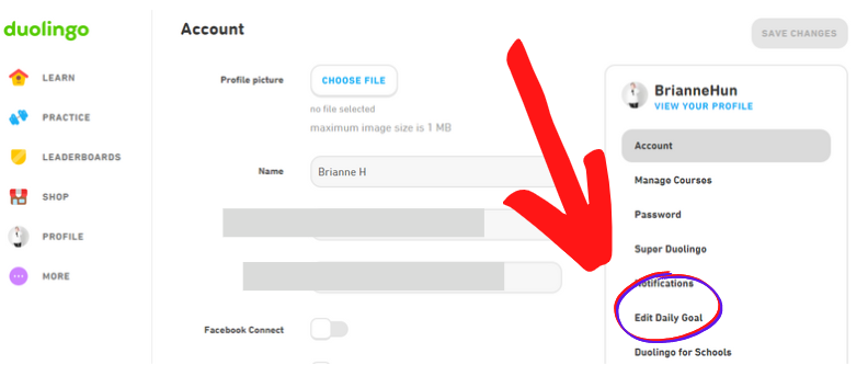 How to Change Daily Goal on Duolingo - Step 3