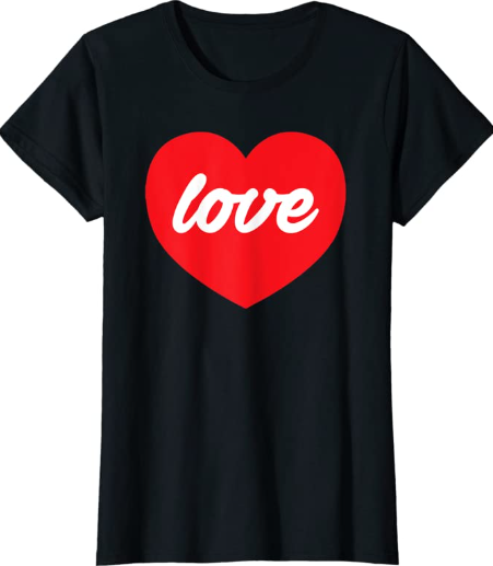 plus size Valentine's Day Shirt in black with red heart