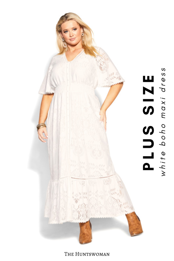 Boho Plus Size White Maxi Dress