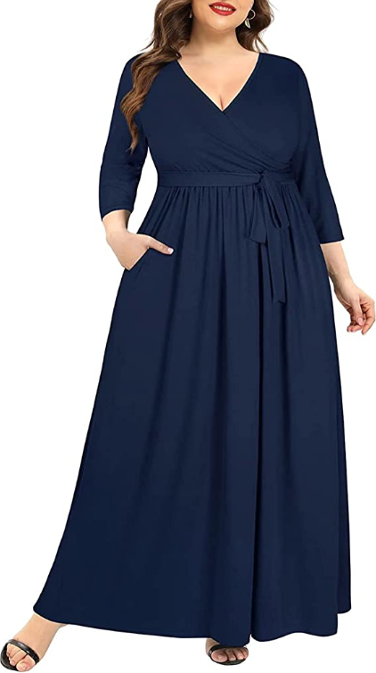 Navy Blue Plus Size Maxi Dress