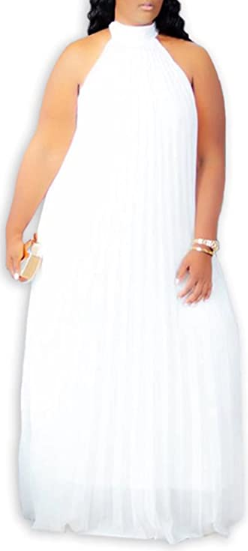 Plus Size Chiffon White Maxi Dress