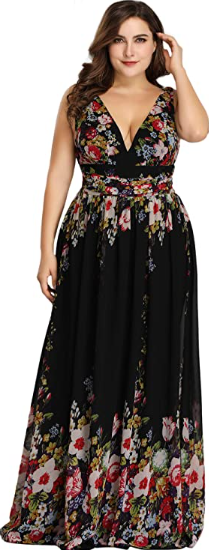 Plus Size Floral Maxi Dress Sleeveless