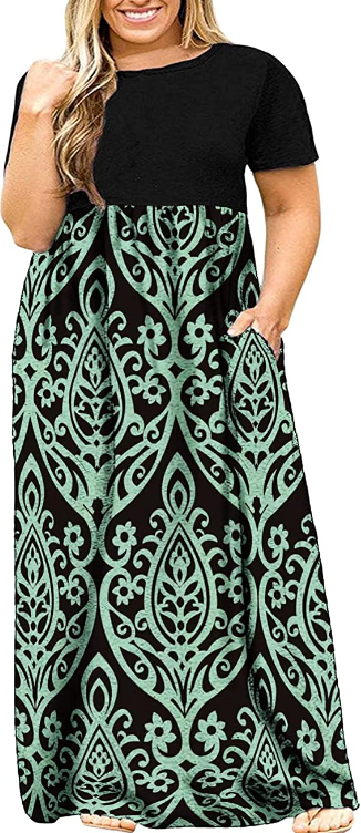 Plus Size Maxi Dress with Black Top