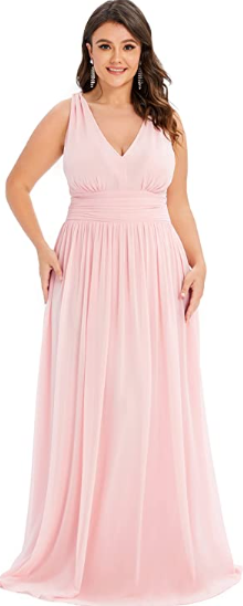 Plus Size Pink Maxi Dress Sleeveless