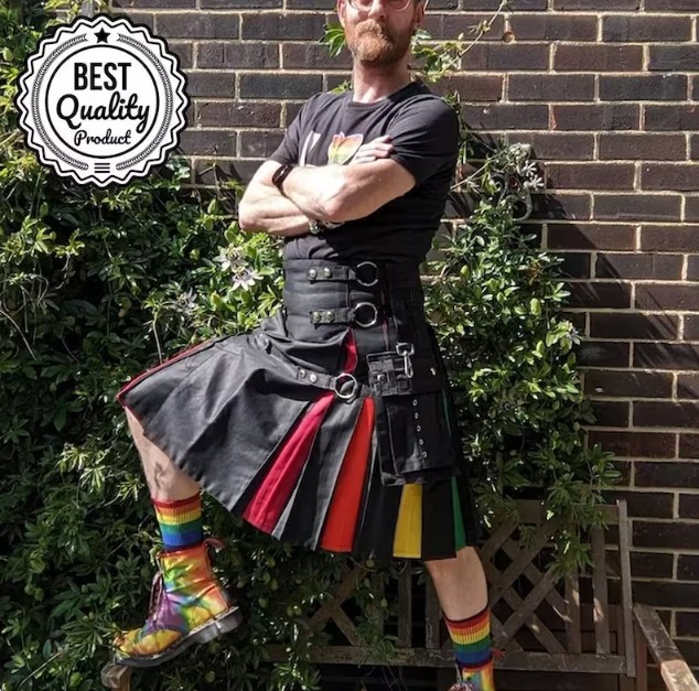 plus size pride outfits - Plus Size Rainbow Kilt