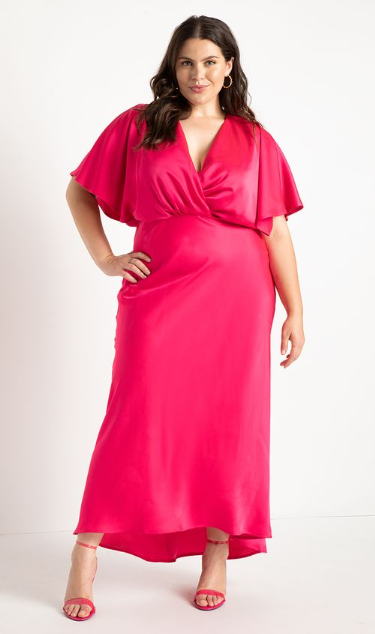 Unique Plus Size Bright Pink Maxi Dress
