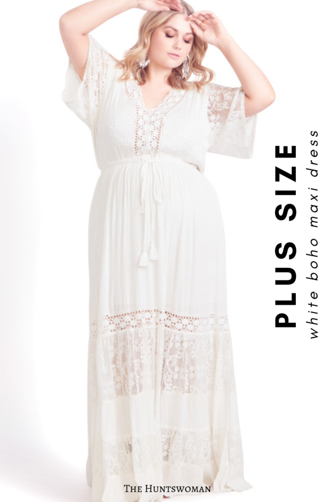White Boho Maxi Dress Plus Size