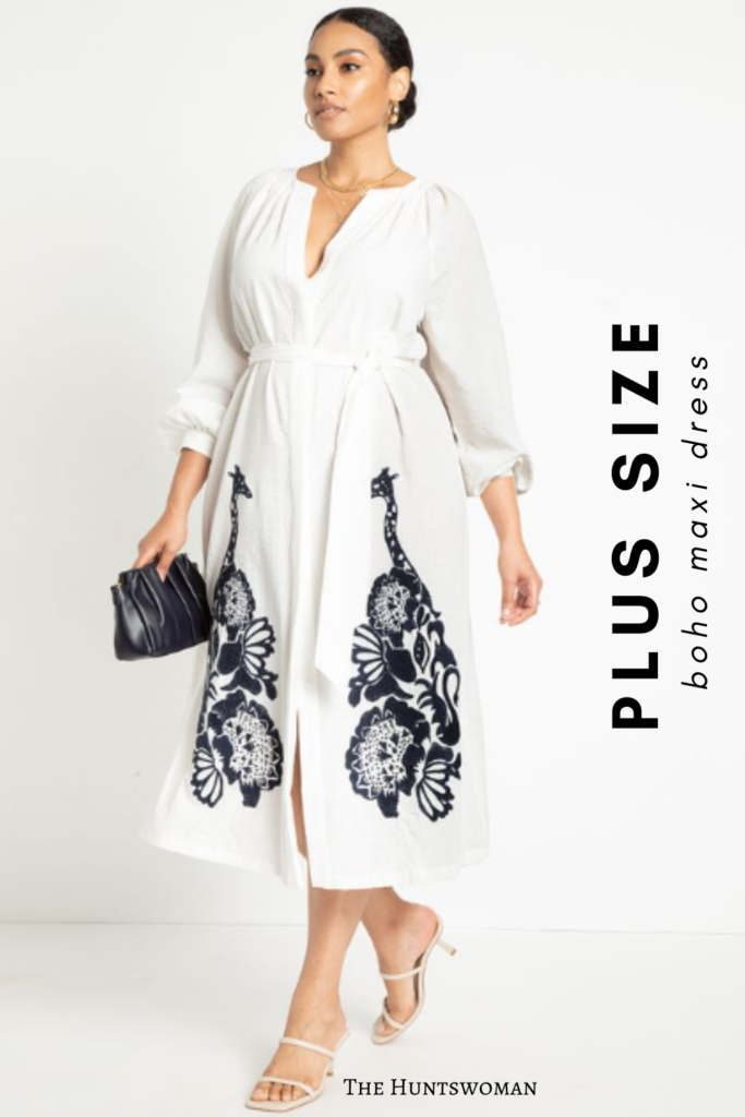 White Plus Size Maxi Boho Dress