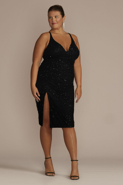 Plus Size Sparkly Black Cocktail Dress=