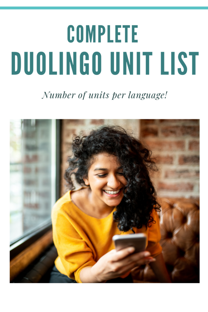 number of units of each language on Duolingo
