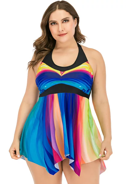 Plus Size Rainbow Bathing Suit